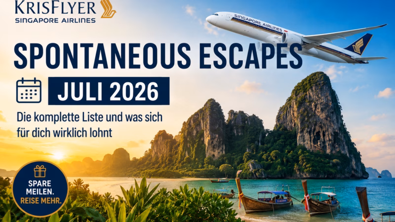 KrisFlyer Spontaneous Escapes Juli 2026: Die komplette Liste und was sich für dich wirklich lohnt